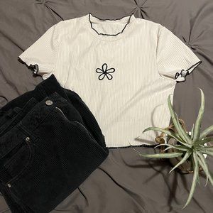 Embroidered Flower Crop Top